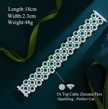 Couture cubic zirconia bracelet by Zirconite, emerald green stone, 826B100
