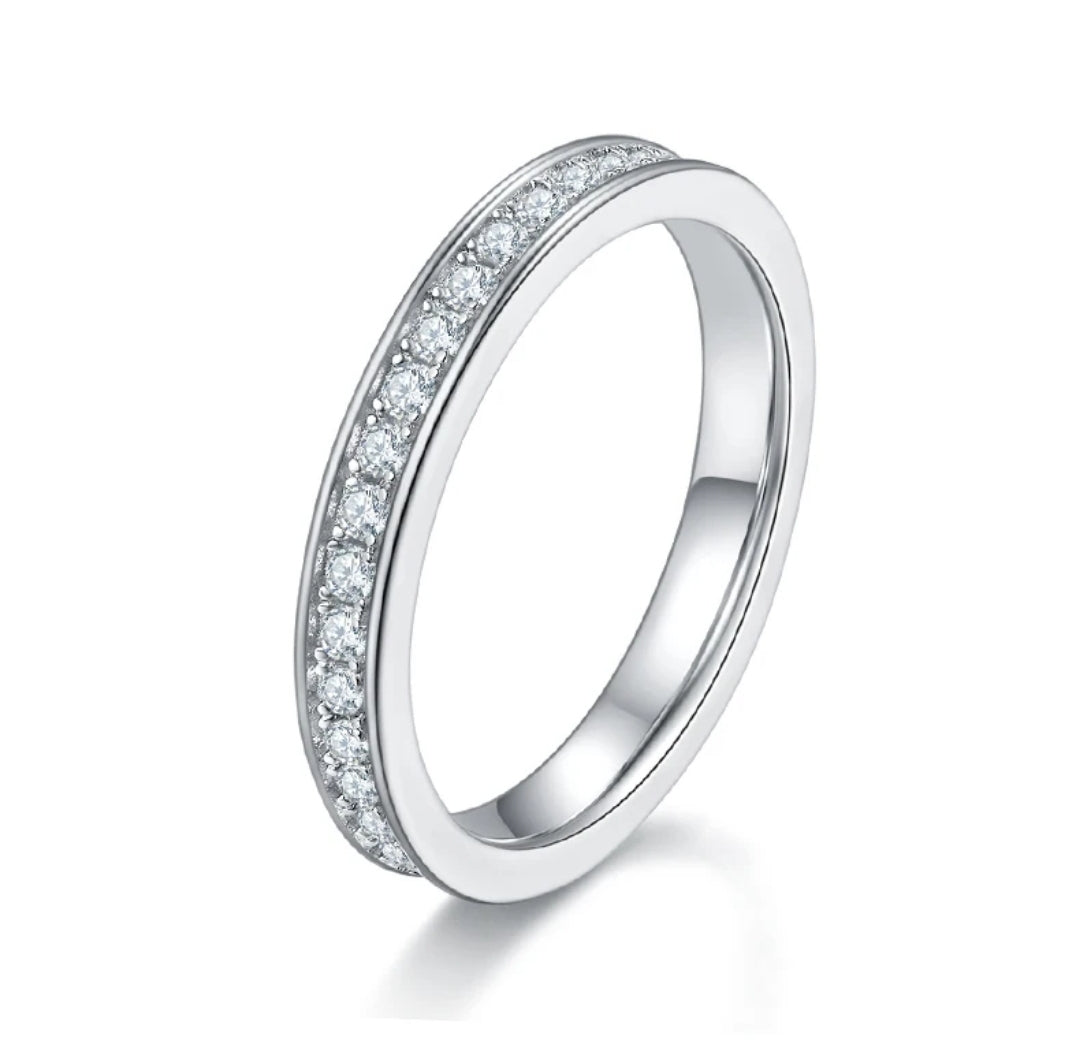 Crystal eternity band ring in sterling silver by Zirconite, alternate view, Z-1000