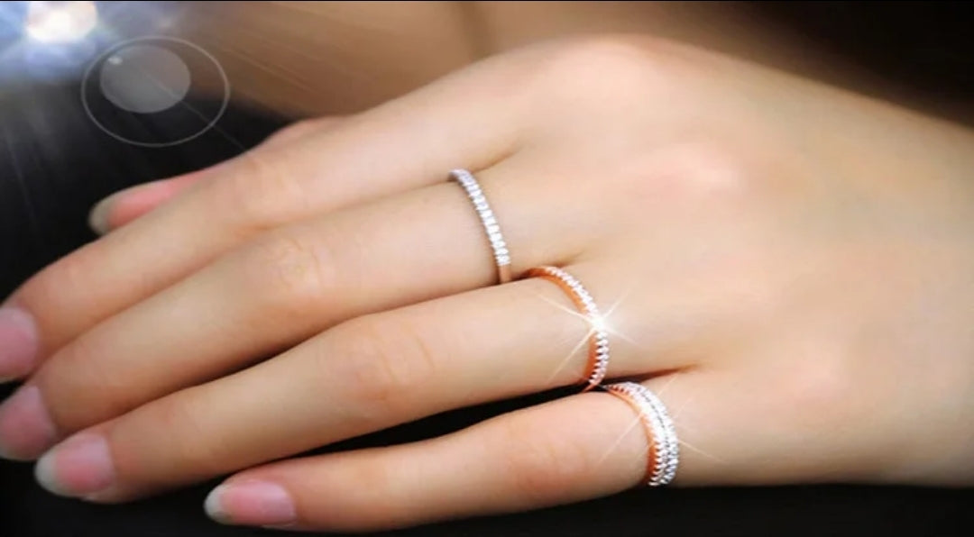 Crystal eternity band ring in sterling silver by Zirconite, alternate view, Z-1000
