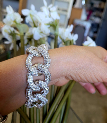 Curved link cubic zirconia couture bracelet by Zirconite, alternate view, 582B1338