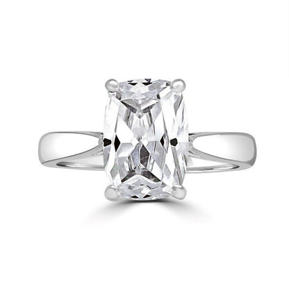The DiamondVeneer Fashion Cushion Diamond Veneer Cubic Zirconia 14K Gold Ring (635R004K) features a large, rectangular cushion-cut CZ set in four prongs on a polished white gold band.