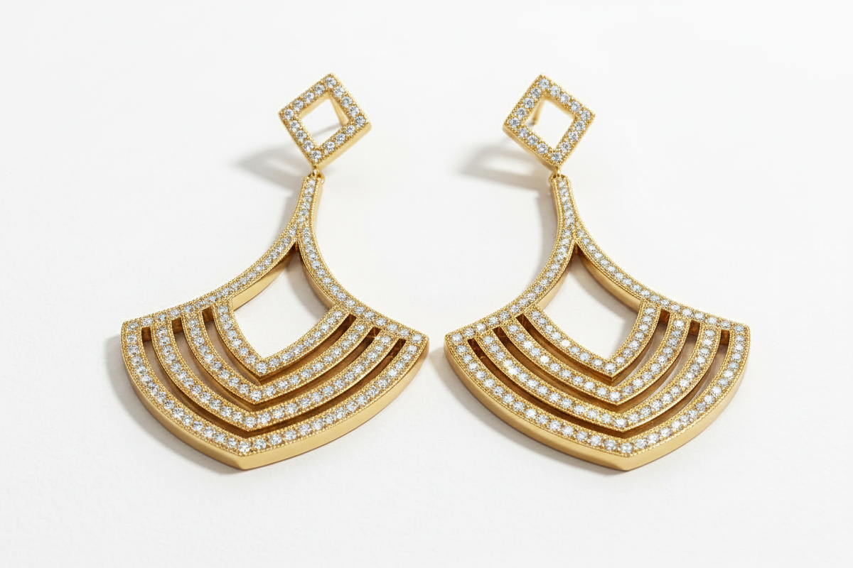 Cubic zirconia chandelier drop earrings by Zirconite, alternate view, 698E3256