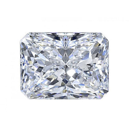 The Emerald Radiant Diamond Veneer Cubic Zirconia Loose Stone by DiamondVeneer Fashion features beveled corners and a brilliant faceted surface, sparkling with multicolored light against a plain white background.