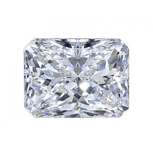 The Emerald Radiant Diamond Veneer Cubic Zirconia Loose Stone by DiamondVeneer Fashion features beveled corners and a brilliant faceted surface, sparkling with multicolored light against a plain white background.