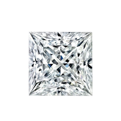 A close-up of the DiamondVeneer Fashion Princess Cut Square Diamond Veneer Cubic Zirconia Loose Stone showcases its sparkling, intricate facets reflecting light from multiple directions against a white background.