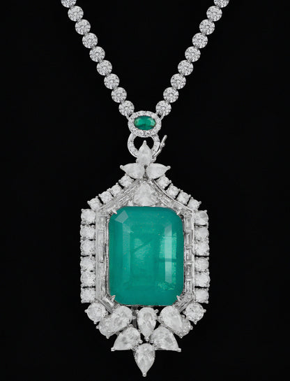 Emerald green cubic zirconia luxury necklace by Zirconite, alternate view, 840N104E