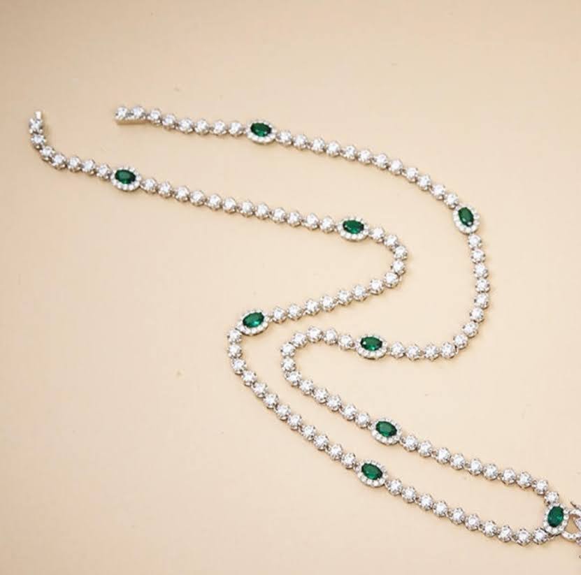 Emerald green cubic zirconia luxury necklace by Zirconite, alternate view, 840N104E