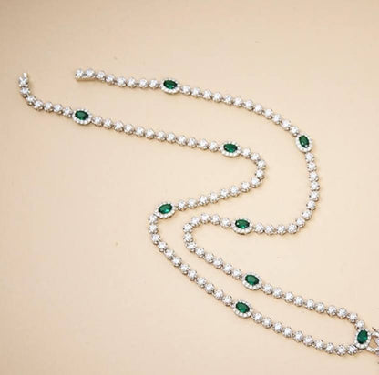 Emerald green cubic zirconia luxury necklace by Zirconite, alternate view, 840N104E