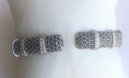 Face-off Zirconite Crystal pave Hinged Bangle Bracelet. 698B10C