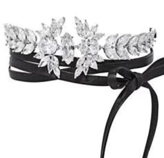 Floral cluster cubic zirconia choker necklace by Zirconite, main view, 710C0499