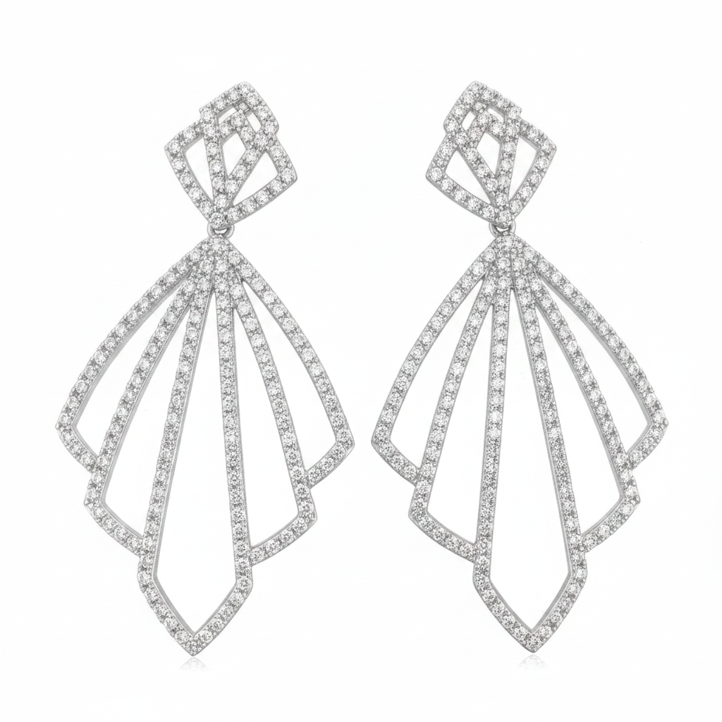 Cascading Crystal 2" Chandelier Drop Cubic Zirconia Earrings Zirconite 698E3409