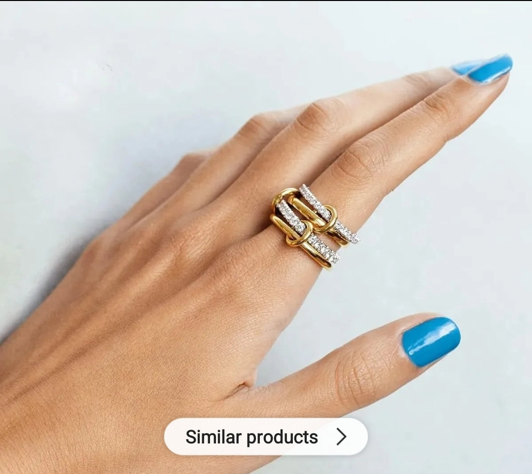 Interlinked stacked ring set by Zirconite, alternate view, 858R100