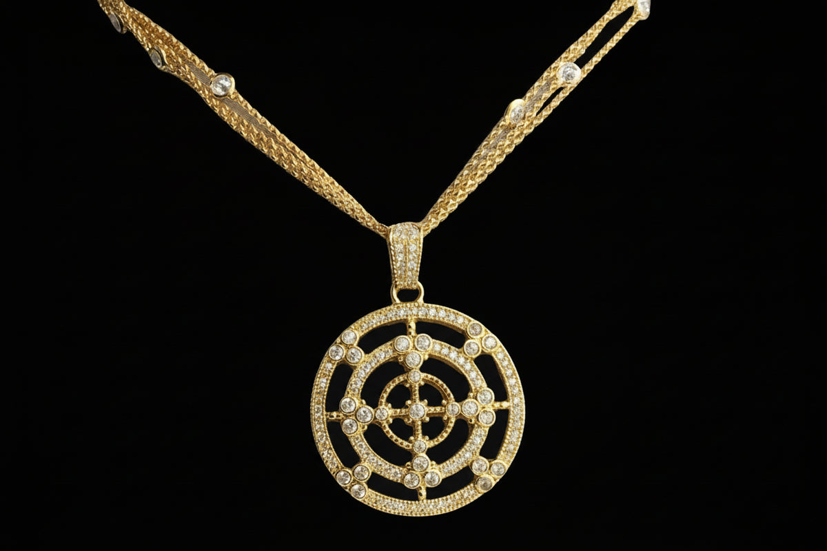 Large cubic zirconia medallion pendant by Zirconite, main view, 501N151