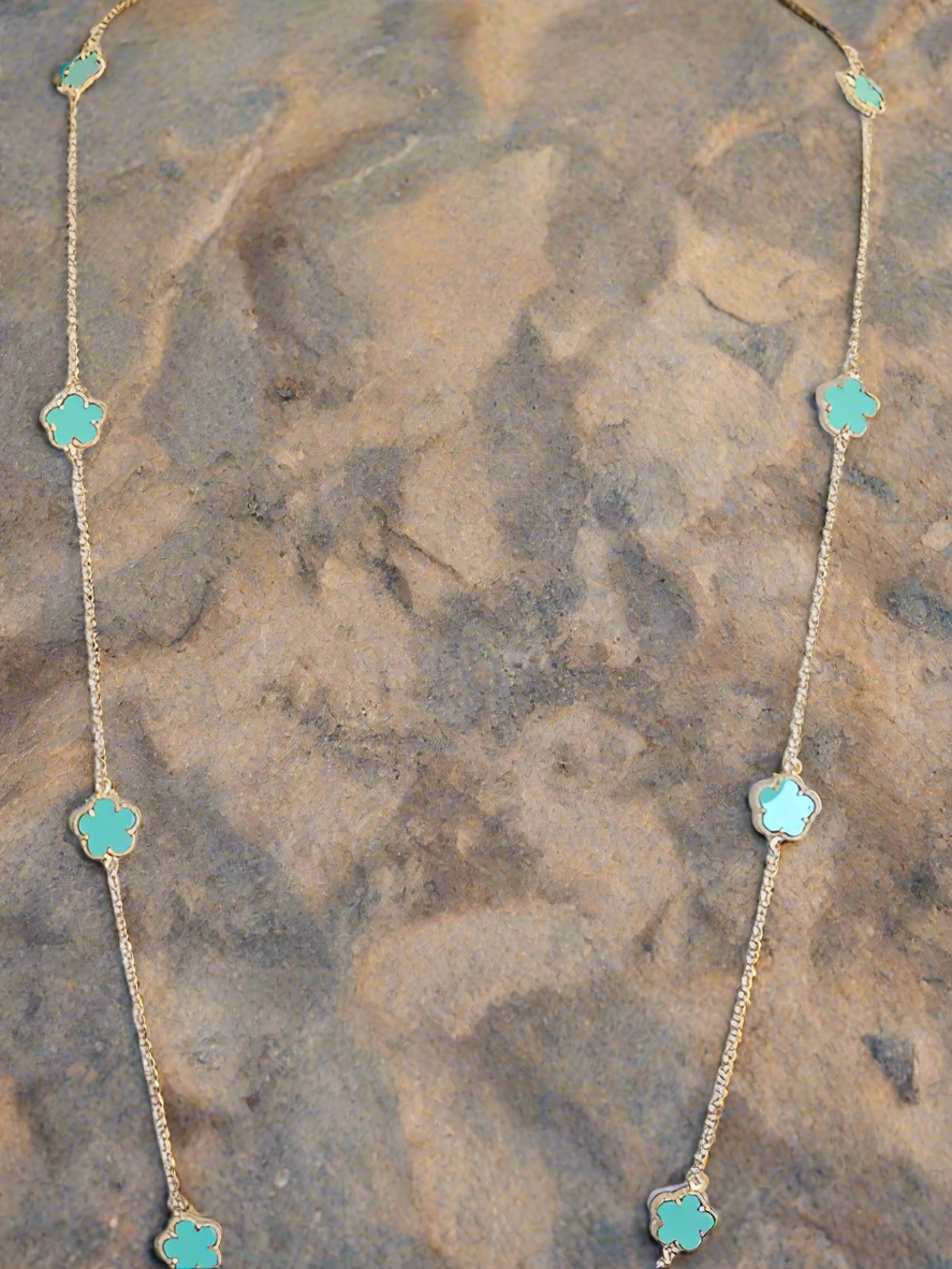 Long clover station necklace by Zirconite, alternate view, 610N1455