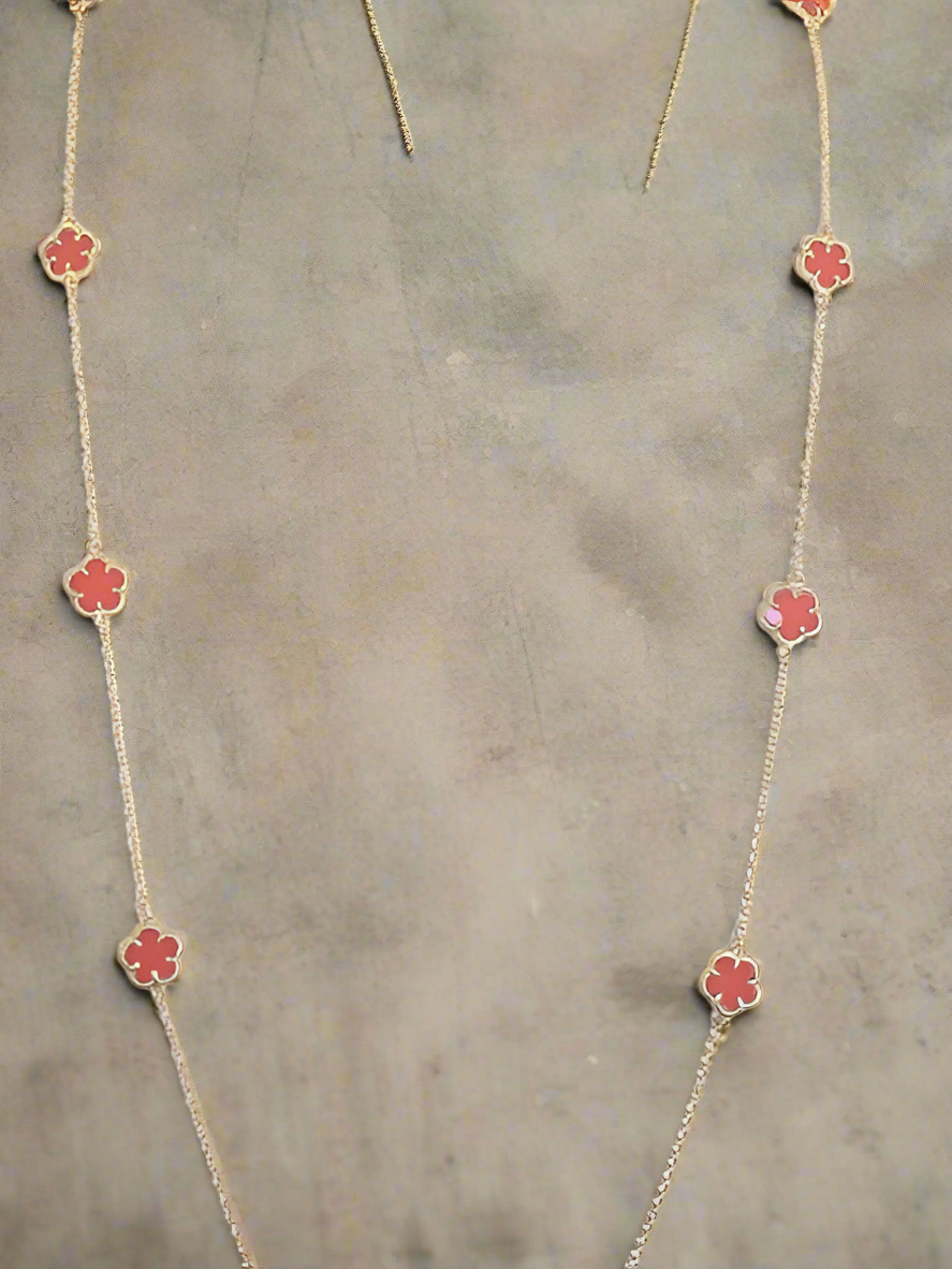 Long clover station necklace by Zirconite, alternate view, 610N1455