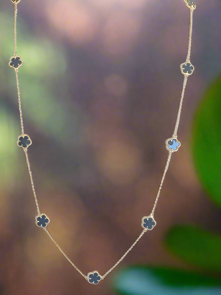 Long clover station necklace by Zirconite, alternate view, 610N1455