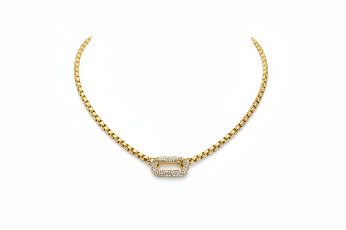 Oval center chain necklace by Zirconite, alternate view, 856N102