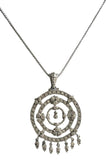 Oversized Round multi-Circle motif Zirconite Cubic Zirconia Medallion Sterling Silver Pendant. STP152