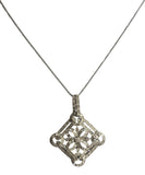 Oversized Square Geometric motifs Zirconite Cubic Zirconia Medallion Sterling Silver Pendant. STP153