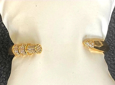 Pencil cuff bangle bracelet with cubic zirconia by Zirconite, alternate view, 843B100