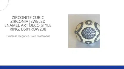 Zirconite Cubic Zirconia Jeweled Enamel Art Deco Style Ring. B501ROW208 by@Outfy