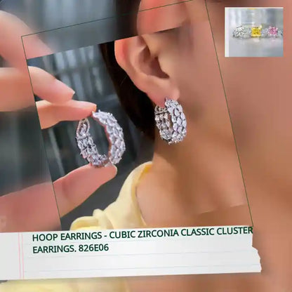 Hoop Earrings - Cubic Zirconia classic cluster Earrings. 826E06 by@Outfy