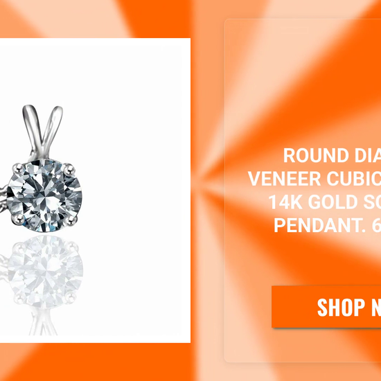 Round Diamond Veneer Cubic Zirconia 14K gold Solitaire Pendant. 635P14K by@Outfy
