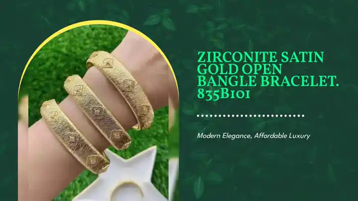 Zirconite satin gold open Bangle Bracelet. 835B101 by@Outfy