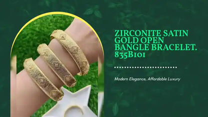 Zirconite satin gold open Bangle Bracelet. 835B101 by@Outfy