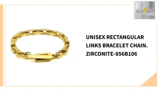 Unisex rectangular links bracelet chain. Zirconite-856B106 by@Outfy