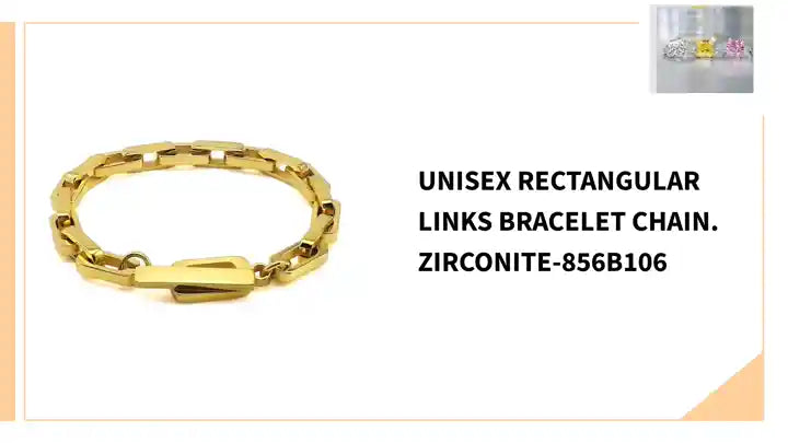 Unisex rectangular links bracelet chain. Zirconite-856B106 by@Outfy