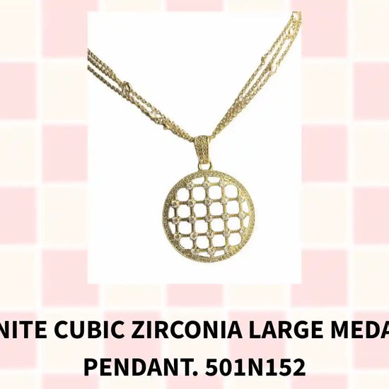 Zirconite Cubic Zirconia large Medallion Pendant. 501N152 by@Outfy