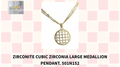 Zirconite Cubic Zirconia large Medallion Pendant. 501N152 by@Outfy