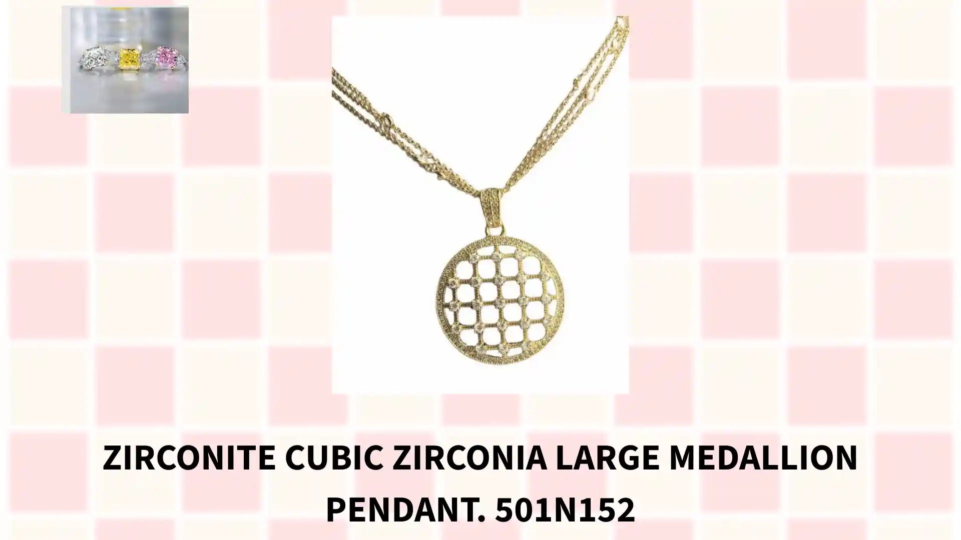 Zirconite Cubic Zirconia large Medallion Pendant. 501N152 by@Outfy