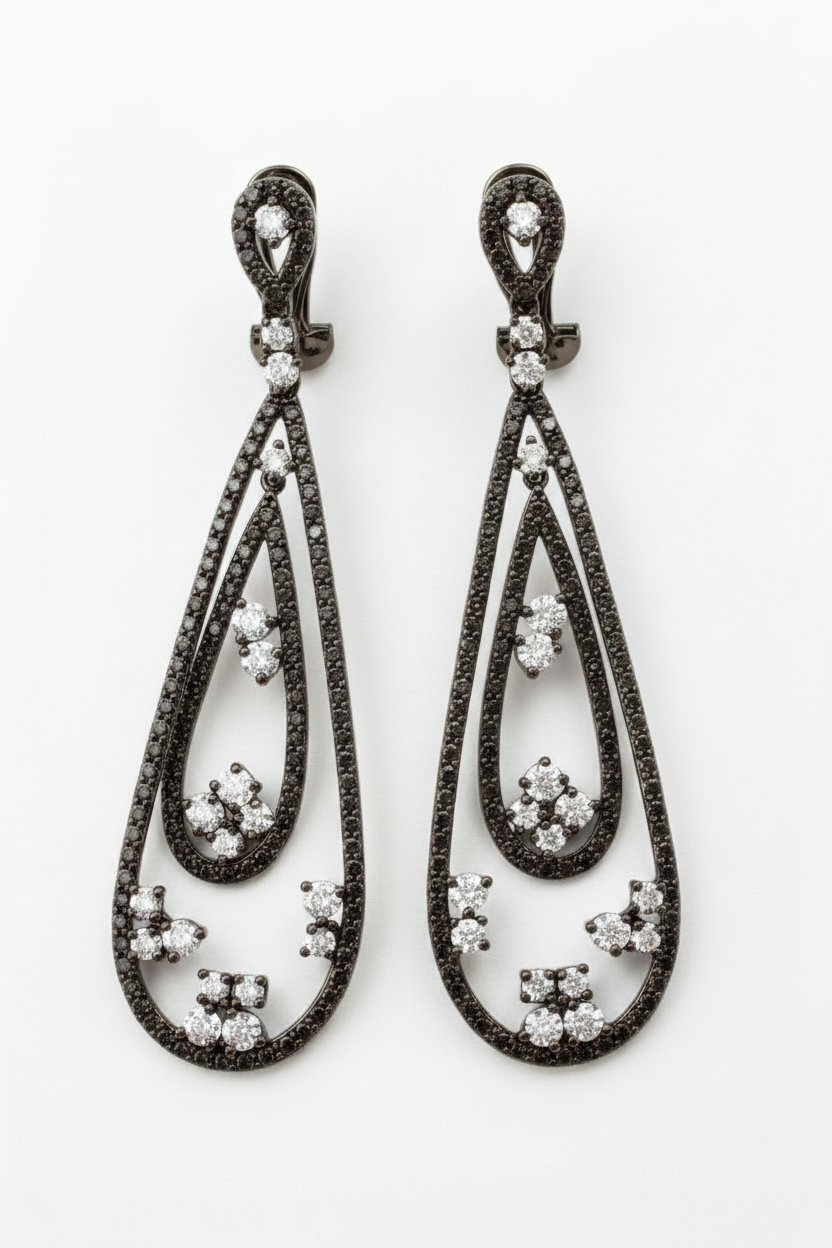 Classic Teardrop Chandeliers Earrings Cubic Zirconia Zirconite 698E3193