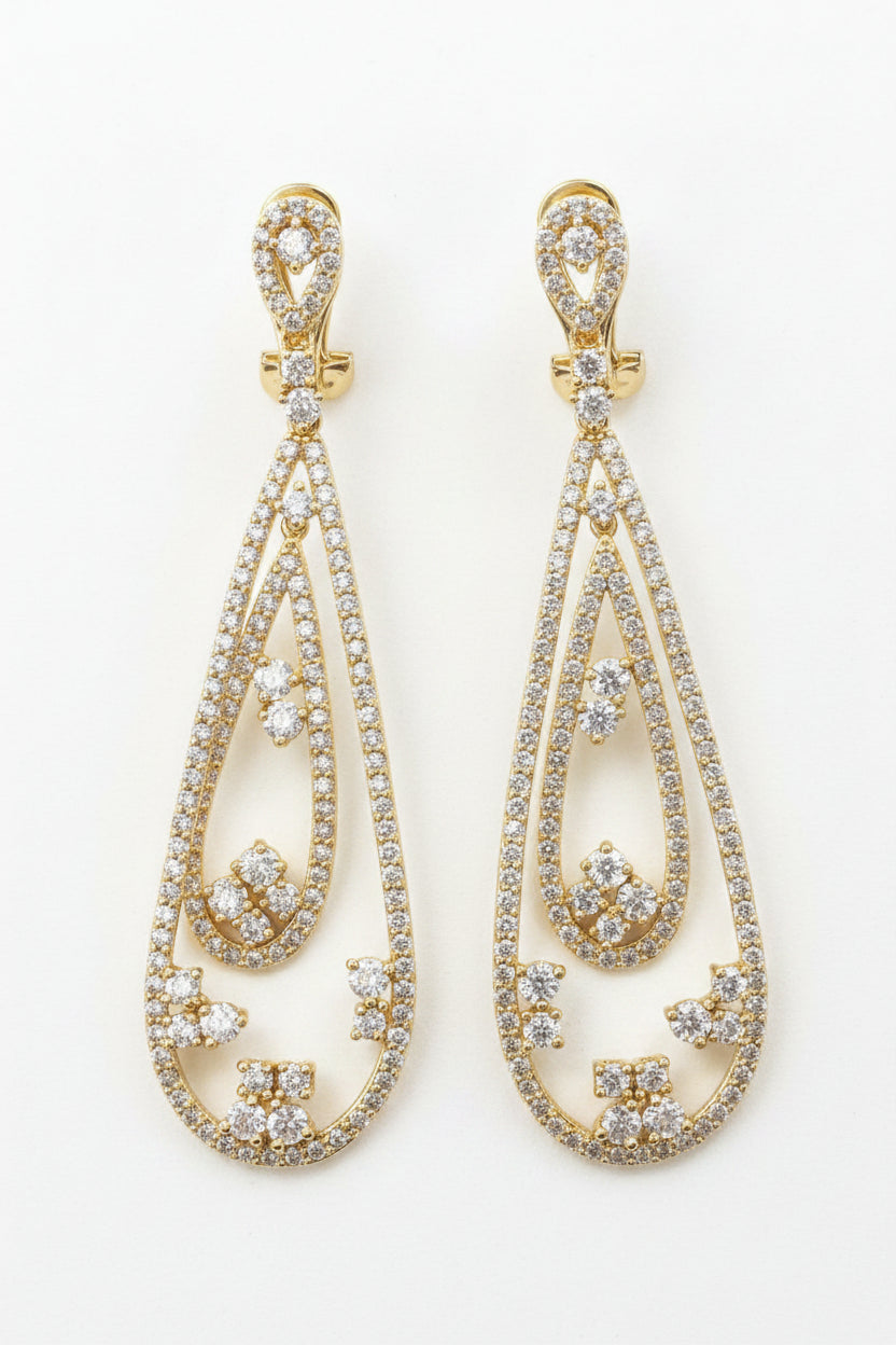 Classic Teardrop Chandeliers Earrings Cubic Zirconia Zirconite 698E3193
