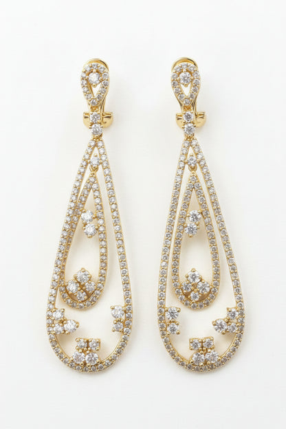 Classic Teardrop Chandeliers Earrings Cubic Zirconia Zirconite 698E3193