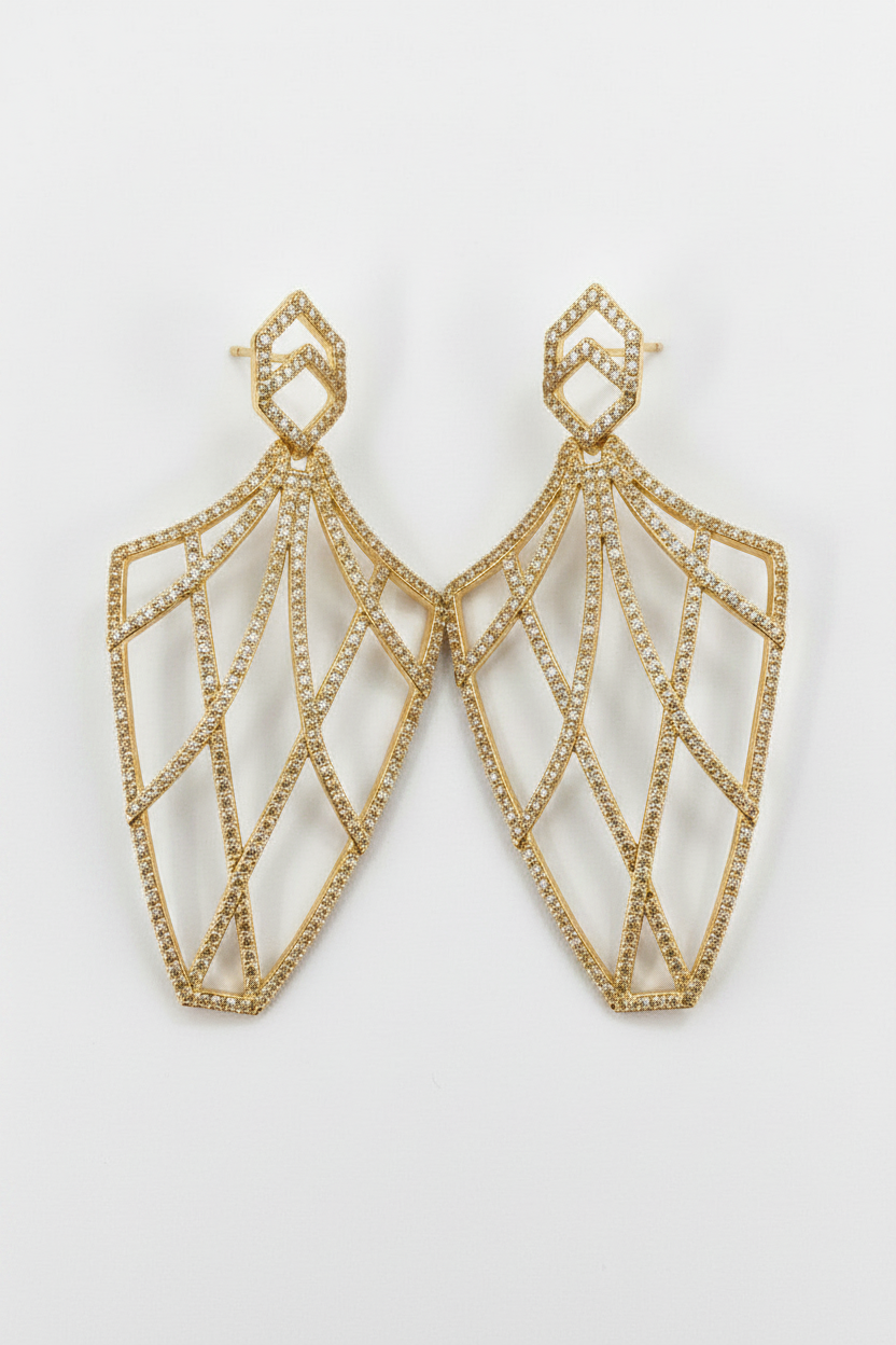 Elegant Art Deco Chandeliers Earrings Cubic Zirconia  Zirconite 698E3724