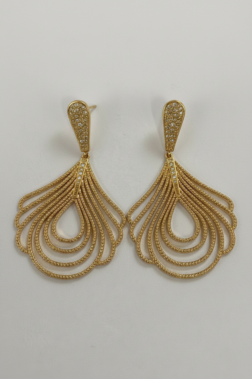 Geometric Drop Chandeliers Cubic Zirconia Earrings | Zirconite. 3