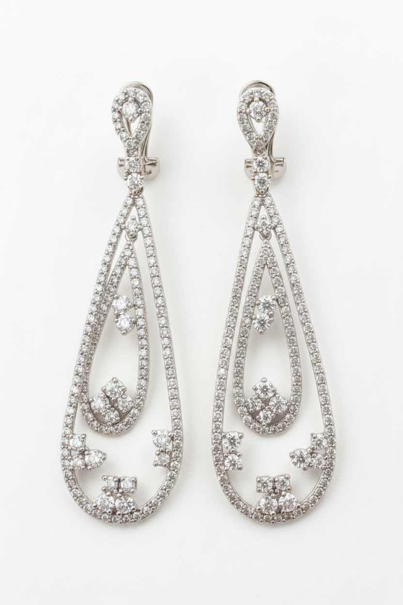 Classic Teardrop Chandeliers Earrings Cubic Zirconia Zirconite 698E3193