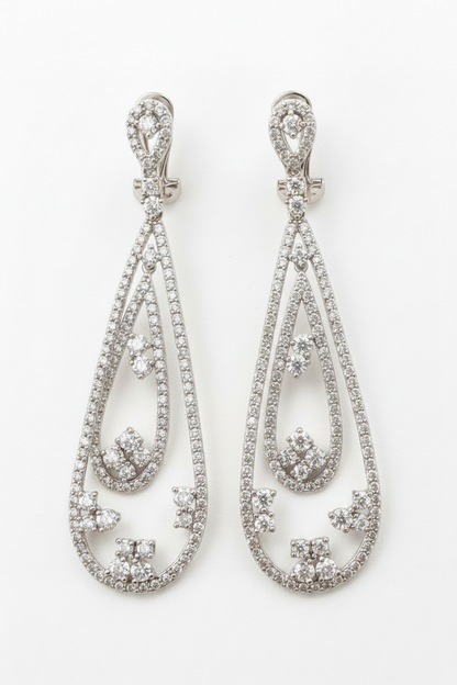Classic Teardrop Chandeliers Earrings Cubic Zirconia Zirconite 698E3193