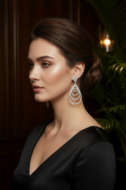 Elegant Drop Chandeliers Earrings Cubic Zirconia Zirconite 698E3411