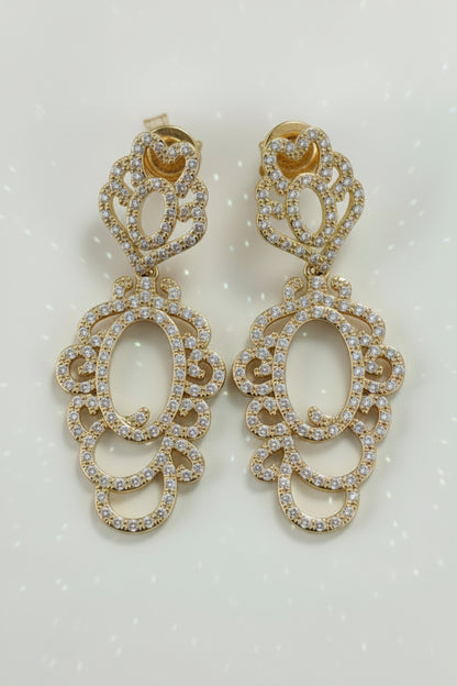 Double Circle Drop Chandeliers Earrings  Cubic Zirconia Zirconite. 698E3407