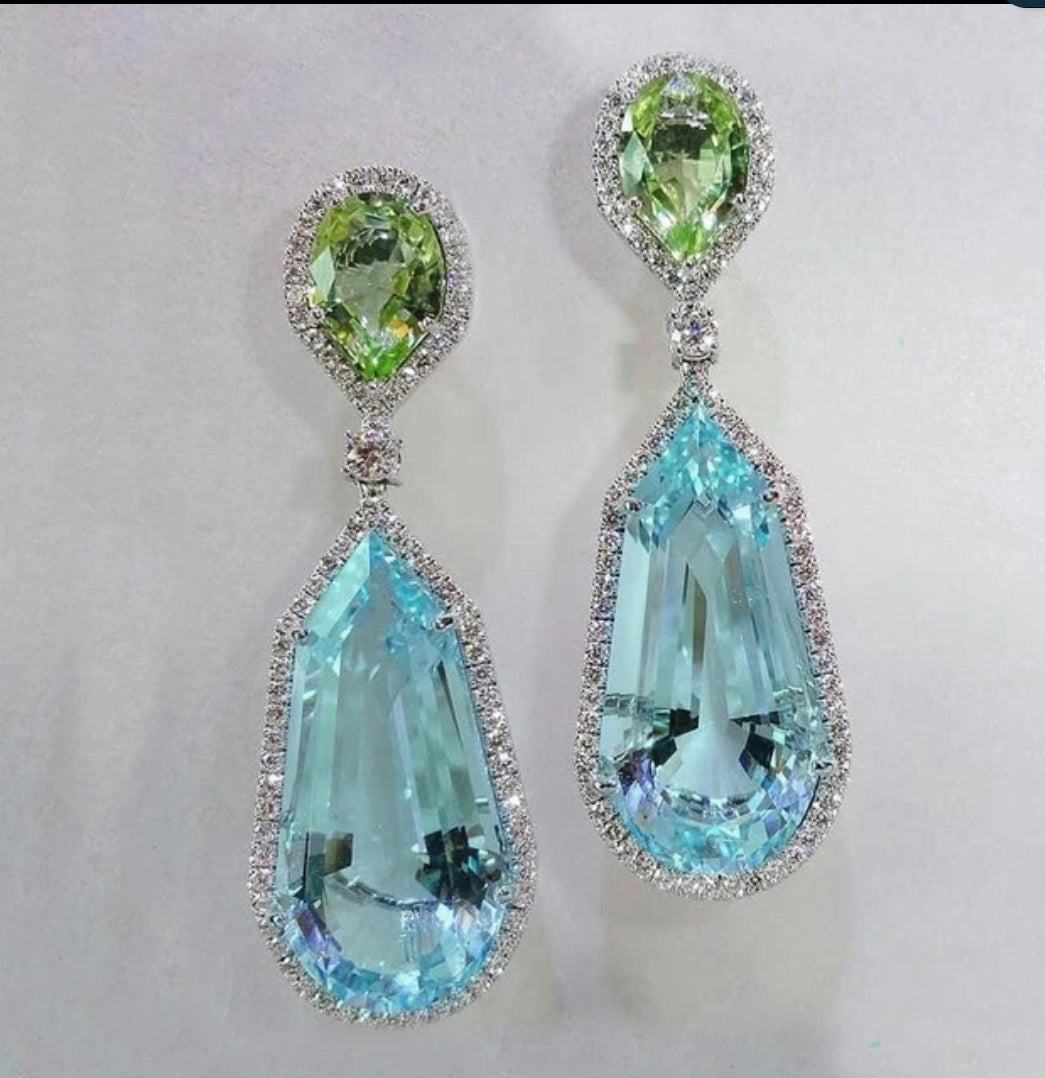 Aqua Blue Cubic Zirconia Earrings Zirconite.