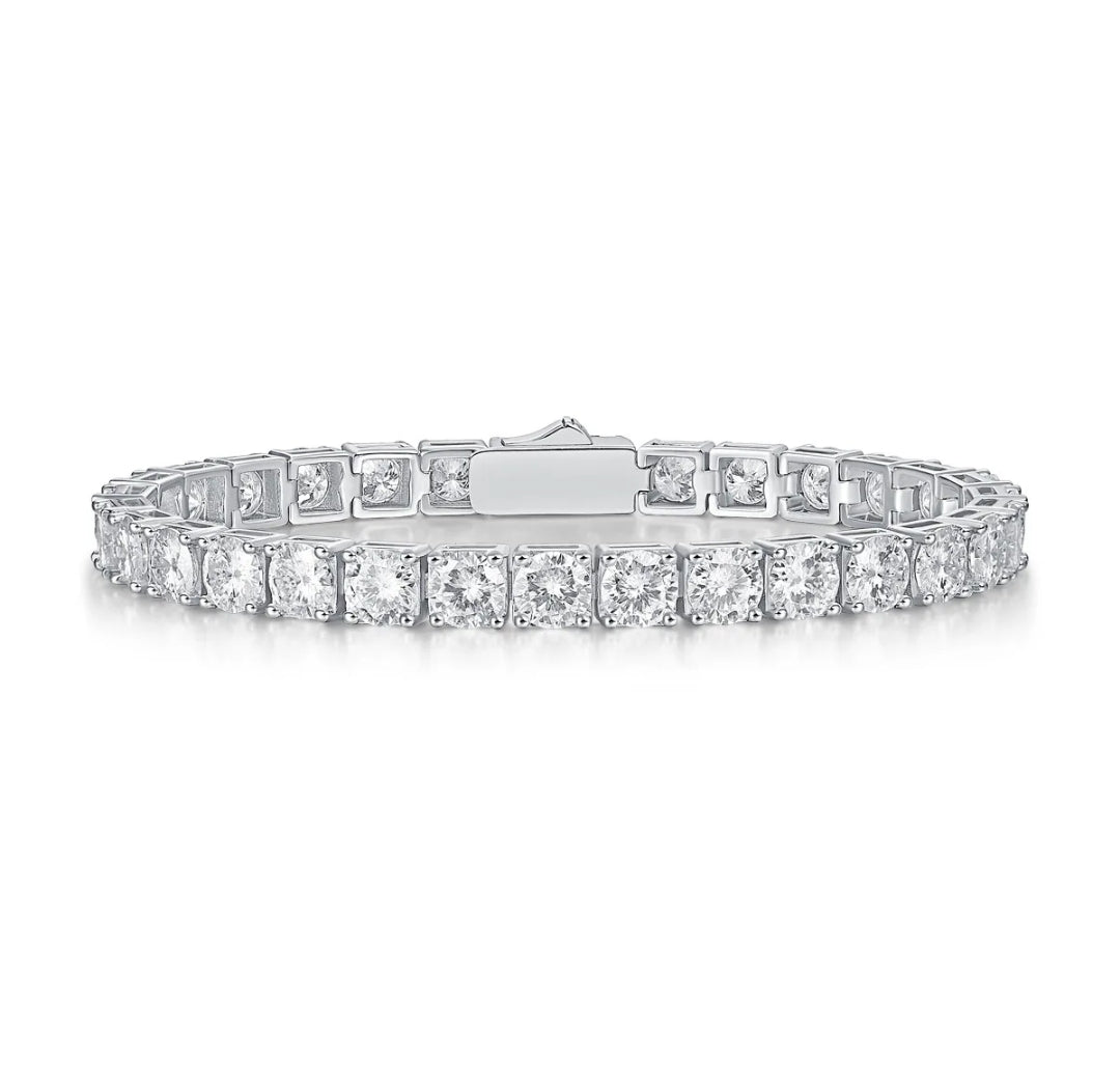 Round cubic zirconia tennis bracelet, alternate view, 635B1570