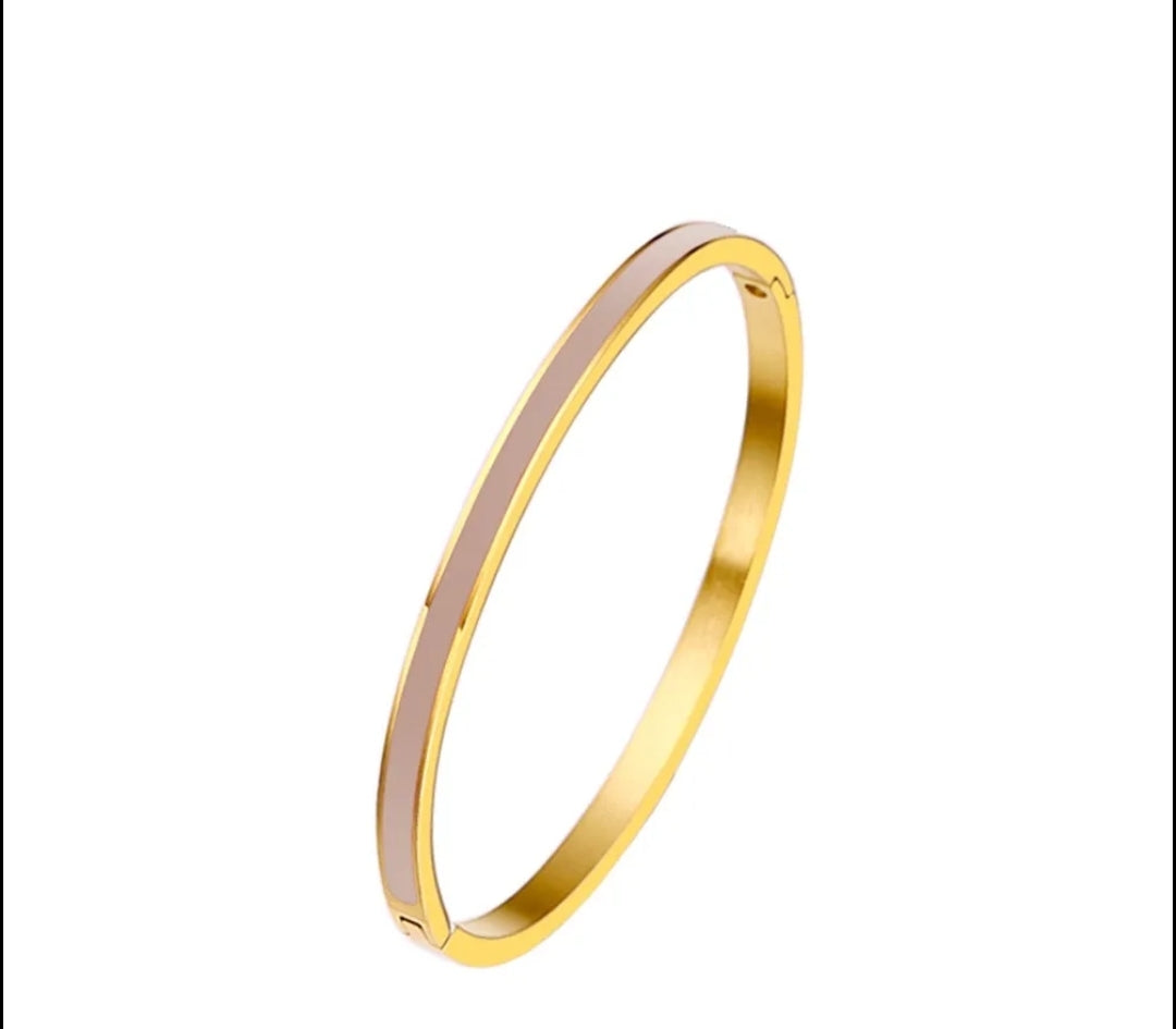 Stackable enamel bangle bracelet by Zirconite, khaki color, 852B100