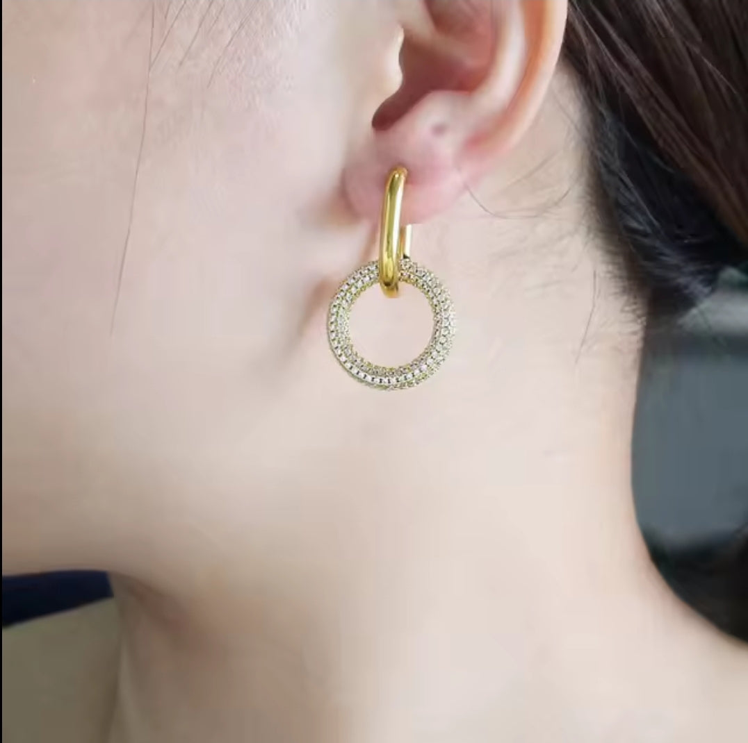 Stainless steel door knocker earrings by Zirconite, alternate view, 856E101