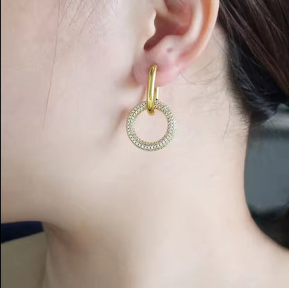 Stainless steel door knocker earrings by Zirconite, alternate view, 856E101