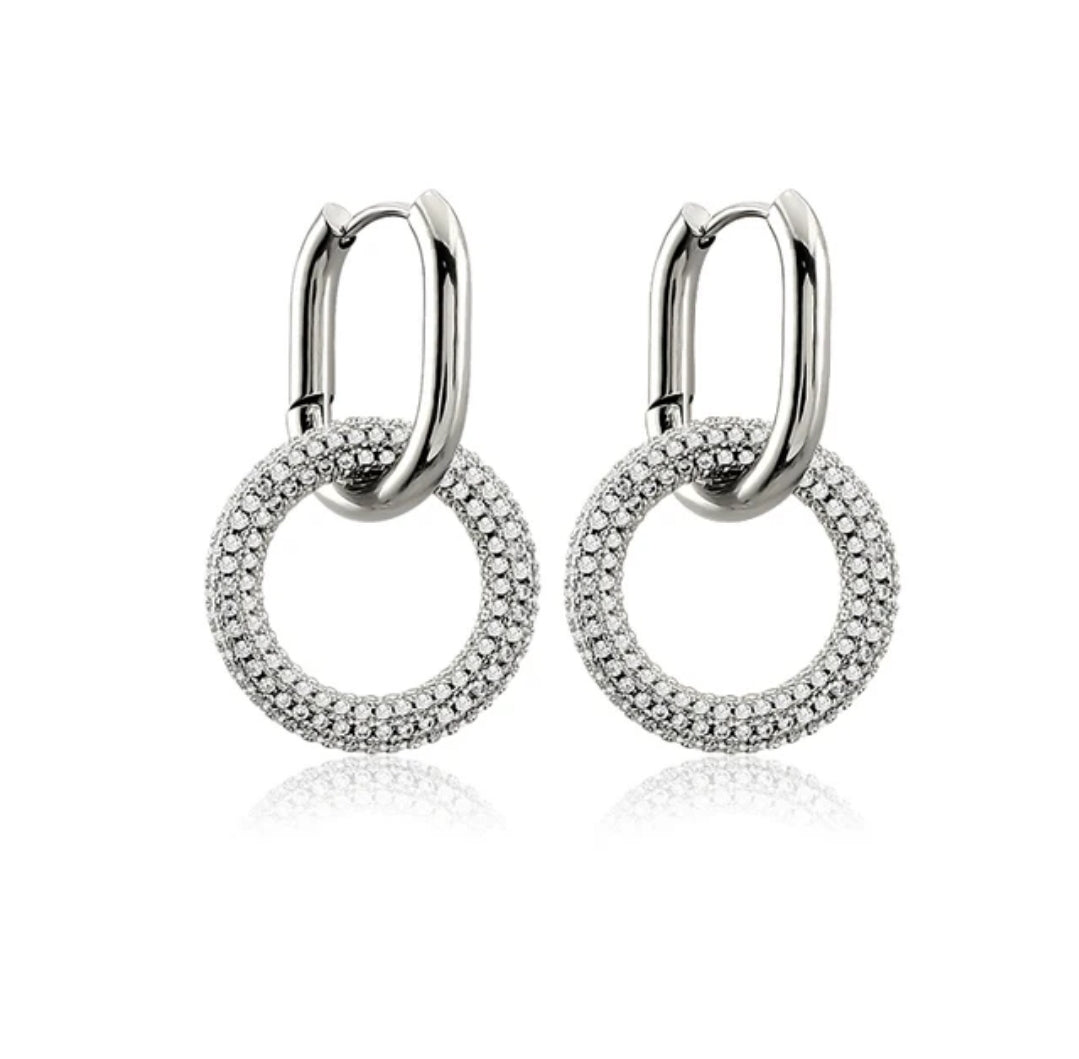 Stainless steel door knocker earrings by Zirconite, alternate view, 856E101