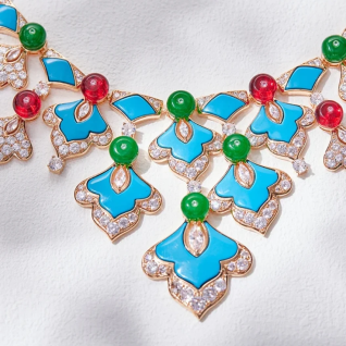 Luxury turquoise Italian-style necklace by Zirconite, main view, 840N109